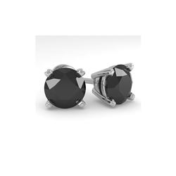 4.0 ctw Black Diamond Stud Designer Earrings 18K White Gold