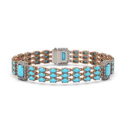 20.55 ctw Turquoise & Diamond Bracelet 14K Rose Gold