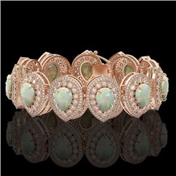 46.44 ctw Certified Opal & Diamond Victorian Bracelet 14K Rose Gold