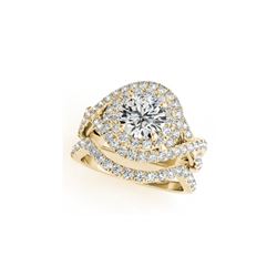 1.76 ctw Certified VS/SI Diamond 2pc Wedding Set Halo 14K Yellow Gold