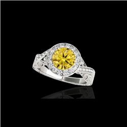 1.75 ctw Certified SI/I Fancy Intense Yellow Diamond Ring 10K White Gold