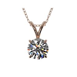 .77 ctw Certified Quality Diamond Solitaire Necklace 10K Rose Gold