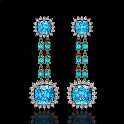 19.64 ctw Swiss Topaz & Diamond Earrings 14K Yellow Gold