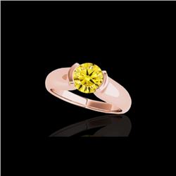 1 ctw Certified SI/I Fancy Intense Yellow Diamond Ring 10K Rose Gold