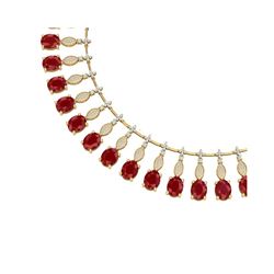 65.62 ctw Ruby & VS Diamond Necklace 18K Yellow Gold
