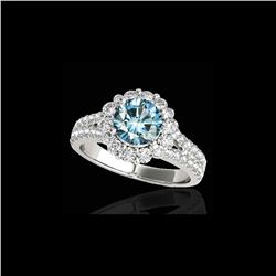 2.01 ctw SI Certified Fancy Blue Diamond Halo Ring 10K White Gold