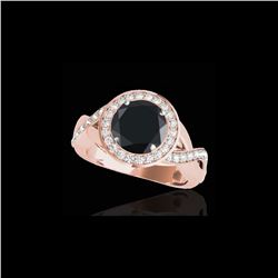2 ctw Certified VS Black Diamond Solitaire Halo Ring 10K Rose Gold