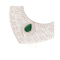 63.93 ctw Emerald & VS Diamond Necklace 18K Rose Gold