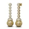 Image 2 : 2.75 ctw Diamond and Pearl Earrings 18K Yellow Gold