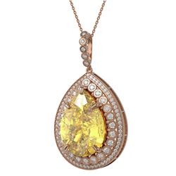 57.84 ctw Canary Citrine & Diamond Victorian Necklace 14K Rose Gold
