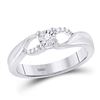 Image 1 : Sterling Silver Round Diamond Solitaire Promise Bridal Engagement Ring 1/20 Cttw