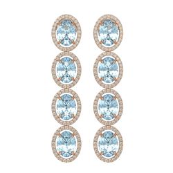 14.76 ctw Sky Topaz & Diamond Micro Pave Halo Earrings 10K Rose Gold