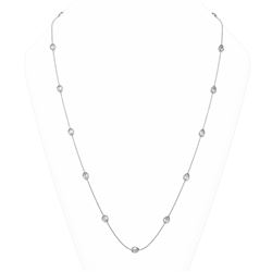 12.75 ctw Pear Cut Diamond Station 32 Inch Necklace 18K White Gold