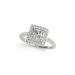 0.85 ctw Certified VS/SI Princess Diamond Halo Ring 18K White Gold
