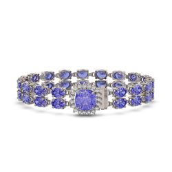 16.96 ctw Tanzanite & Diamond Bracelet 14K White Gold