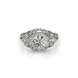 1.25 ctw Certified VS/SI Diamond Antique Ring 18K White Gold
