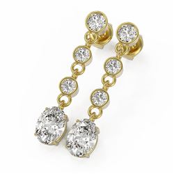 3 ctw Oval Cut Diamond Designer Earrings 18K Yellow Gold