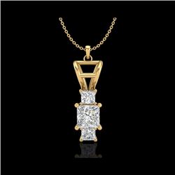 1.54 ctw Princess VS/SI Diamond Art Deco Necklace 18K Yellow Gold