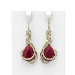 22.9 ctw Ruby & Diamond Earrings 18K Yellow Gold