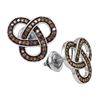 Image 1 : Sterling Silver Round Brown Diamond Trinity Loop Stud Earrings 1/2 Cttw