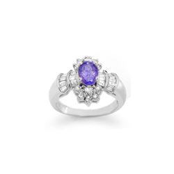 1.76 ctw Tanzanite & Diamond Ring 18K White Gold
