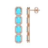 Image 2 : 11.13 ctw Turquoise & Diamond Micro Pave Halo Earrings 10K White Gold
