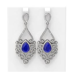 11.26 ctw Sapphire & Diamond Earrings 18K White Gold