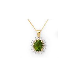 3.55 ctw Green Tourmaline & Diamond Necklace 10K Yellow Gold