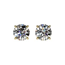 1.11 ctw Certified Quality Diamond Stud Earrings 10K Yellow Gold