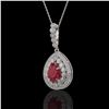 Image 1 : 4.97 ctw Certified Ruby & Diamond Victorian Necklace 14K White Gold