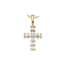 10kt Yellow Gold Round Diamond Cross Religious Pendant 1/8 Cttw