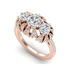 2.26 ctw VS/SI Diamond Art Deco Micro Pave Ring 18K Rose Gold