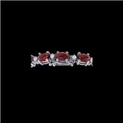 25.8 ctw Garnet & VS/SI Certified Diamond Eternity Bracelet 10K White Gold