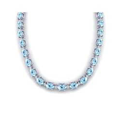 49.85 ctw Aquamarine & VS/SI Diamond Eternity Necklace 10K White Gold