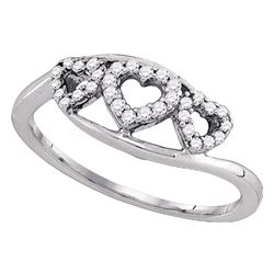 10kt White Gold Round Diamond Heart Ring 1/5 Cttw