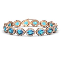 20.3 ctw Swiss Topaz & Diamond Micro Pave Halo Bracelet 10K Rose Gold