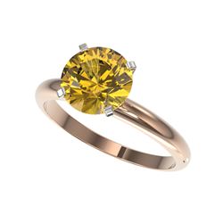 2.50 ctw Certified Intense Yellow Diamond Solitaire Ring 10K Rose Gold