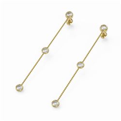 2 ctw Diamond Station Earrings 18K Yellow Gold