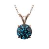 Image 1 : 1 ctw Certified Intense Blue Diamond Solitaire Necklace 10K Rose Gold