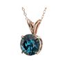 Image 2 : 1 ctw Certified Intense Blue Diamond Solitaire Necklace 10K Rose Gold
