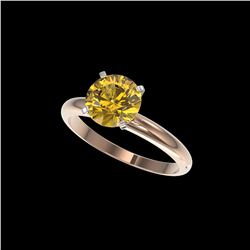 2 ctw Certified Intense Yellow Diamond Engagement Ring 10K Rose Gold