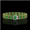 Image 1 : 12.35 ctw Jade & Diamond Bracelet 14K Yellow Gold