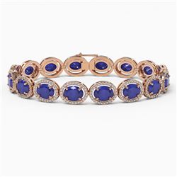 31.79 ctw Sapphire & Diamond Micro Pave Halo Bracelet 10K Rose Gold