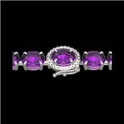 29 ctw Amethyst & VS/SI Diamond Micro Pave Bracelet 14K White Gold