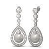 Image 2 : 3.8 ctw Diamond and Pearl Earrings 18K White Gold