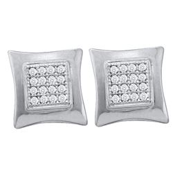 10k White Gold Unisex Diamond Kite Square Screwback Stud Earrings 1/10 Cttw