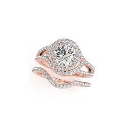 1.92 ctw Certified VS/SI Diamond 2pc Wedding Set Halo 14K Rose Gold