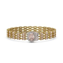 25.42 ctw Morganite & Diamond Bracelet 14K Yellow Gold