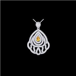 2 ctw Yellow Sapphire & Micro VS/SI Diamond Necklace 18K White Gold