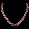 Image 1 : 64.01 ctw Ruby & Diamond Micro Pave Halo Necklace 10K Rose Gold